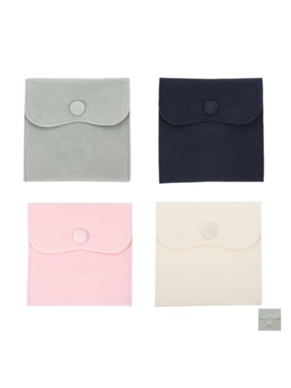 4-Pack 4x4 Inch Velvet Jewelry Pouches Snap Button Portable Storage Bags